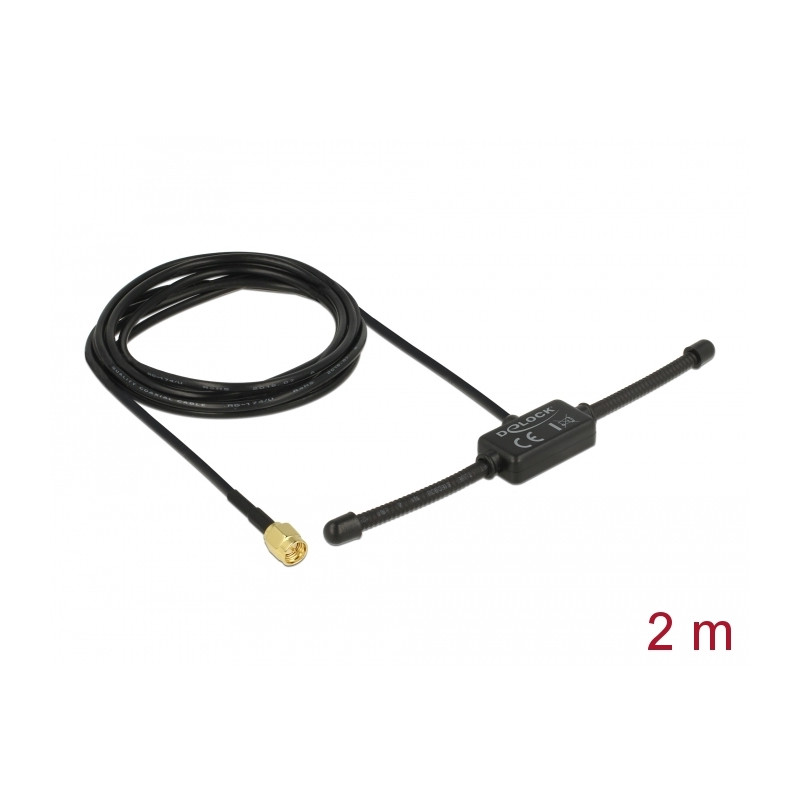 Delock ISM 433 MHz Antenne SMA Stecker 3 dBi omnidirektional starr schwarz Klebemontage