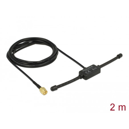 Delock ISM 433 MHz Antenne SMA Stecker 3 dBi omnidirektional starr schwarz Klebemontage