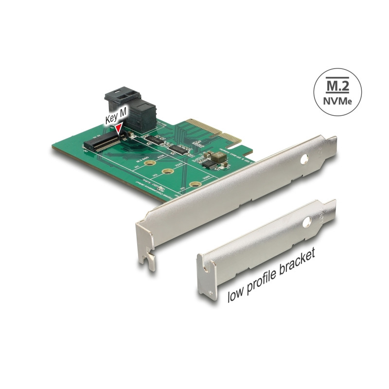 Delock PCI Express x4 Karte - 1 x intern NVMe M.2 PCIe / 1 x intern SFF-8643 NVMe – Low Profile Form Faktor