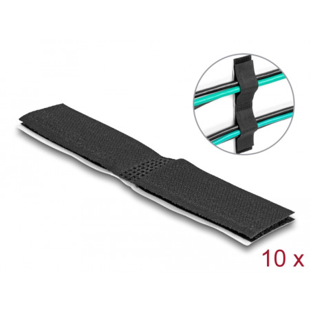 Delock Klett-Kabelhalter selbstklebend L 110 mm x B 20 mm Set 10 Stück schwarz