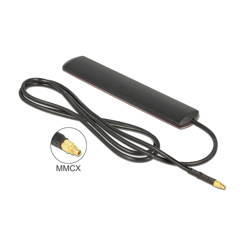 Delock LTE Antenne MMCX Stecker 3 dBi omnidirektional starr schwarz Klebemontage