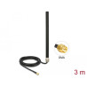 Delock LTE UMTS GSM Antenne SMA Stecker 3 dBi omnidirektional starr mit Anschlusskabel RG-58, 3 m Wandmontage outdoor schwarz