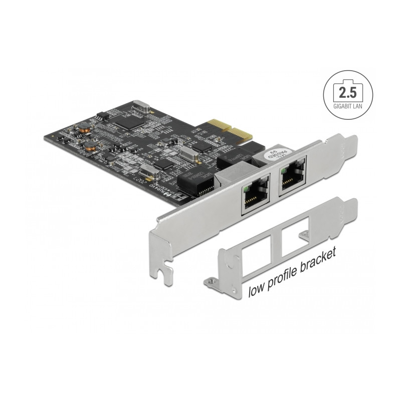 Delock PCI Express x2 Netzwerkkarte 2,5 Gigabit LAN 2 x RJ45 RTL8125