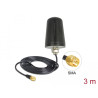 Delock LoRa Antenne 868 MHz SMA Stecker 0 dBi starr omnidirektional mit Anschlusskabel RG-174 3 m Dachmontage outdoor schwarz