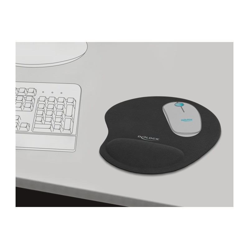 Delock Ergonomisches Mauspad mit Gel Handballenauflage schwarz 230 x 202 x 24 mm
