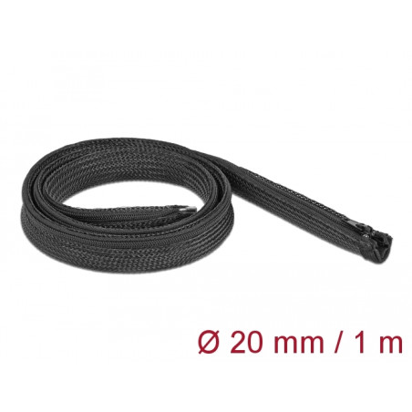 Delock Geflechtschlauch mit Reißverschluss hitzebeständig 1 m x 20 mm schwarz
