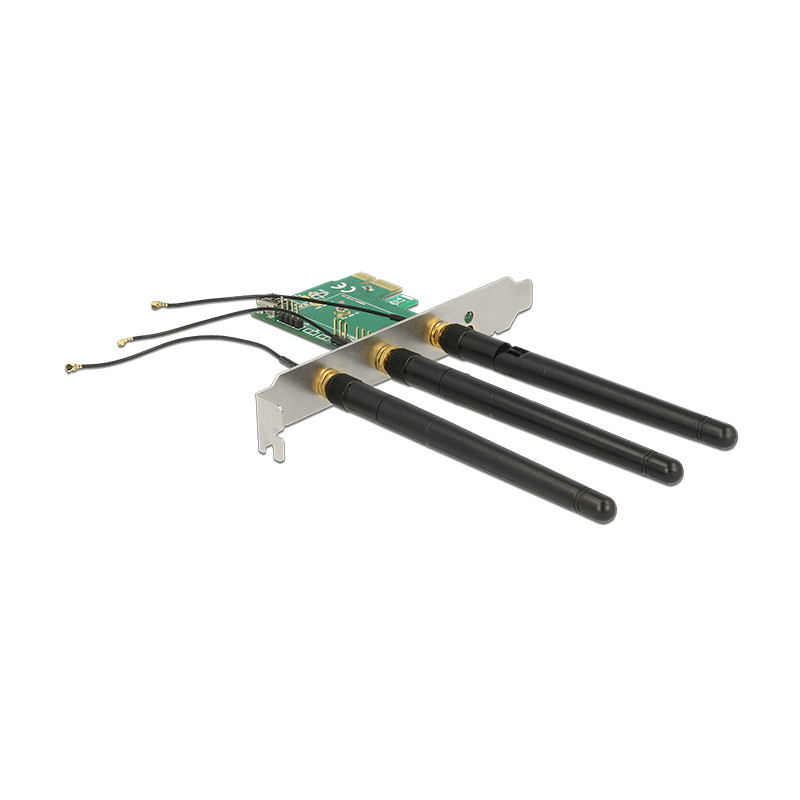 Delock PCI Express x1 Karte - 1 x intern M.2 Key A Slot mit 3 externen Antennen – Low Profile Formfaktor