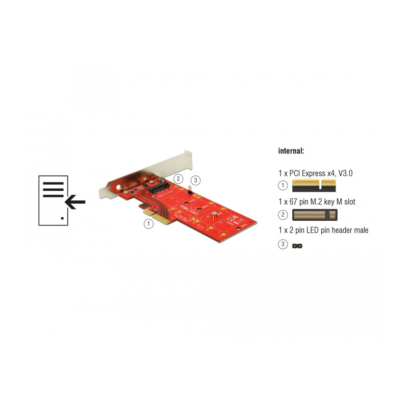 Delock PCI Express x4 Karte - 1 x intern NVMe M.2 Key M 110 mm mit Kühlkörper - Low Profile Formfaktor