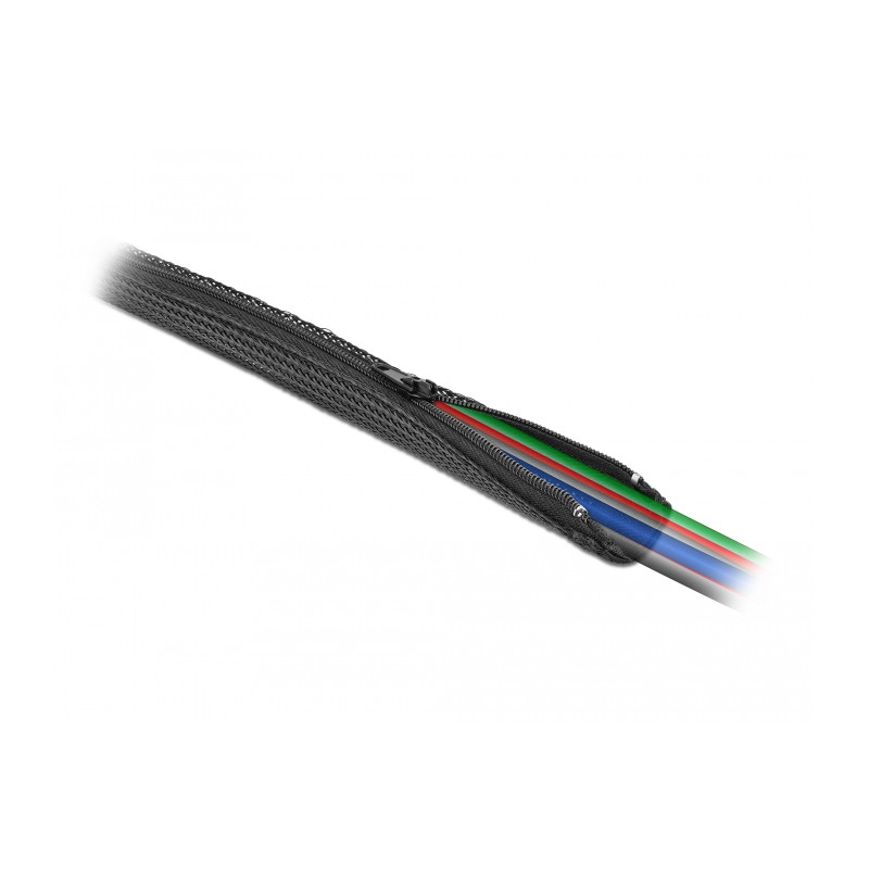 Delock Geflechtschlauch mit Reißverschluss hitzebeständig 1 m x 20 mm schwarz