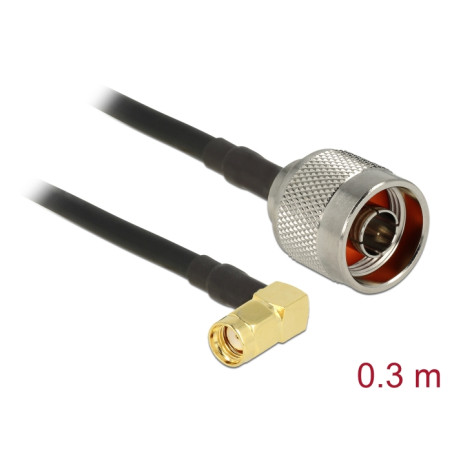Delock Antennenkabel N Stecker - RP-SMA Stecker 90° CFD200 0,3 m low loss