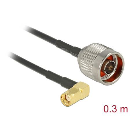 Delock Antennenkabel N Stecker - RP-SMA Stecker 90° RG-174 0,3 m
