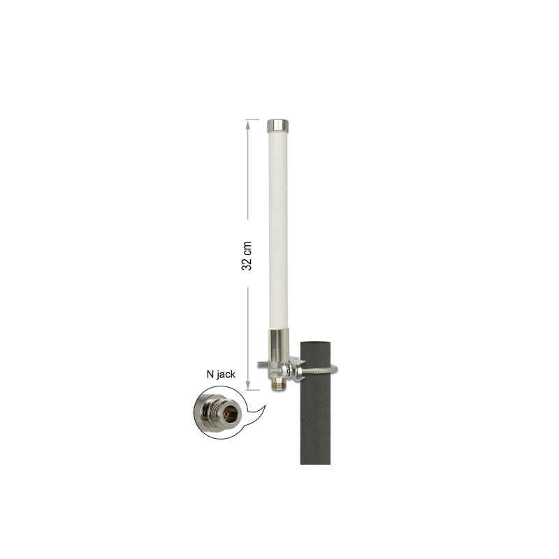 Delock LoRa 868 MHz Antenne N Buchse 3 dBi 32 cm omnidirektional starr Mastmontage weiß outdoor