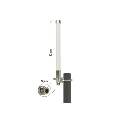 Delock LoRa 868 MHz Antenne N Buchse 3 dBi 32 cm omnidirektional starr Mastmontage weiß outdoor