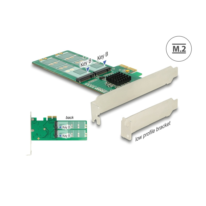Delock PCI Express x2 Karte - 4 x intern M.2 Key B - Low Profile Formfaktor