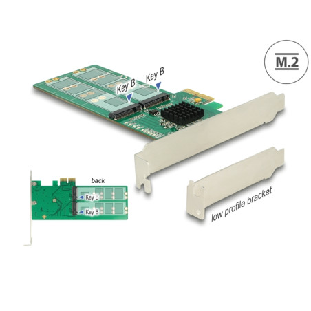 Delock PCI Express x2 Karte - 4 x intern M.2 Key B - Low Profile Formfaktor