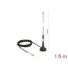 Delock WLAN 802.11 b/g/n Antenne SMB Stecker 2 dBi starr omnidirektional mit magnetischem Standfuß und Anschlusskabel RG-174 1,5