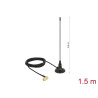 Delock 480 MHz Antenne SMA Stecker 90° 2,5 dBi starr omnidirektional mit magnetischem Standfuß und Anschlusskabel RG-174 1,5 m o