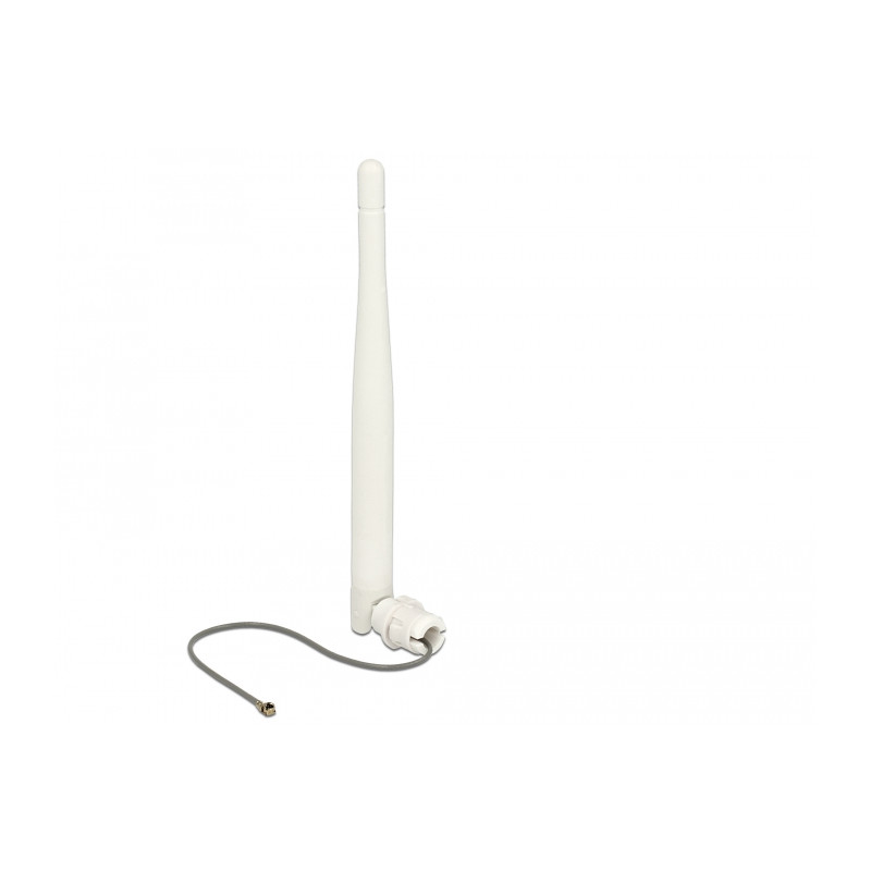 Delock WLAN 802.11 b/g/n Antenne I-PEX Inc., MHF® I Stecker 3 dBi omnidirektional 1.13 12 cm flexibel Clip weiß