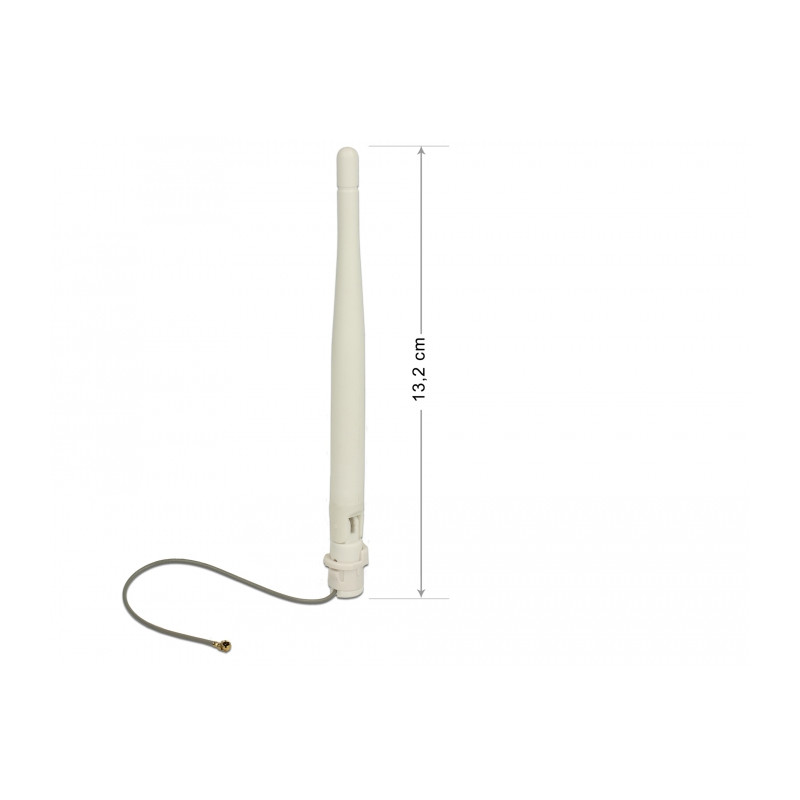 Delock WLAN 802.11 b/g/n Antenne I-PEX Inc., MHF® I Stecker 3 dBi omnidirektional 1.13 12 cm flexibel Clip weiß