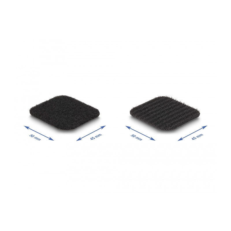 Delock Klettpad auf Rolle selbstklebend mit Haft- und Flauschpad 45 x 50 mm - Länge 3 m schwarz