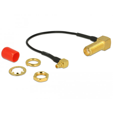 Delock Antennenkabel SMA 90° Buchse zum Einbau - MMCX 90° Stecker 10 cm 1.37 Gewindelänge 13 mm