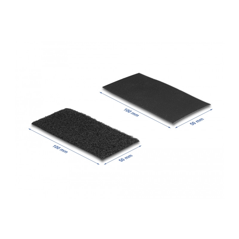 Delock Klettpad selbstklebend mit Klett-Kabelbinder Set 10 Stück schwarz