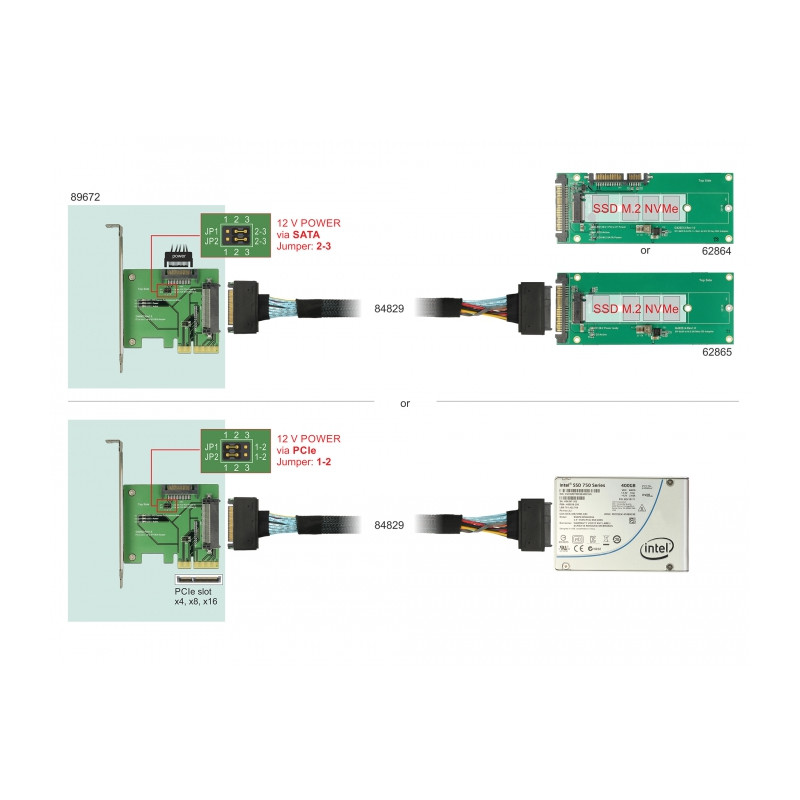 Delock PCI Express x4 Karte - 1 x intern U.2 NVMe SFF-8639 Buchse