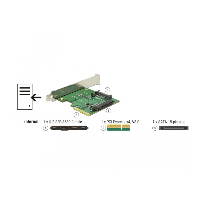 Delock PCI Express x4 Karte - 1 x intern U.2 NVMe SFF-8639 Buchse