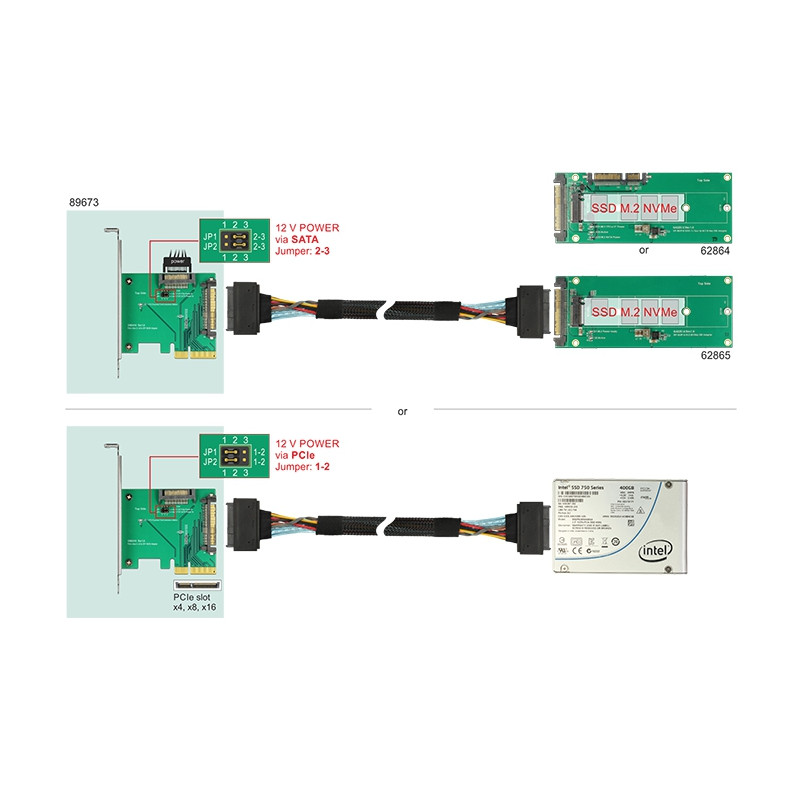 Delock PCI Express x4 Karte - 1 x intern U.2 NVMe SFF-8639 Stecker