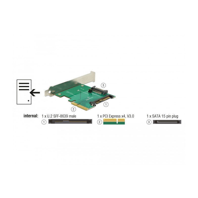 Delock PCI Express x4 Karte - 1 x intern U.2 NVMe SFF-8639 Stecker