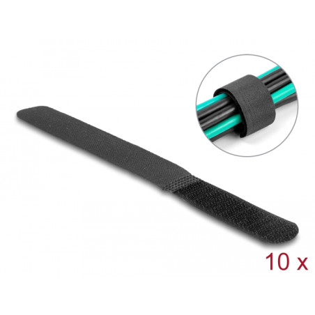 Delock Klettkabelbinder L 180 x B 20 mm schwarz 10 Stück