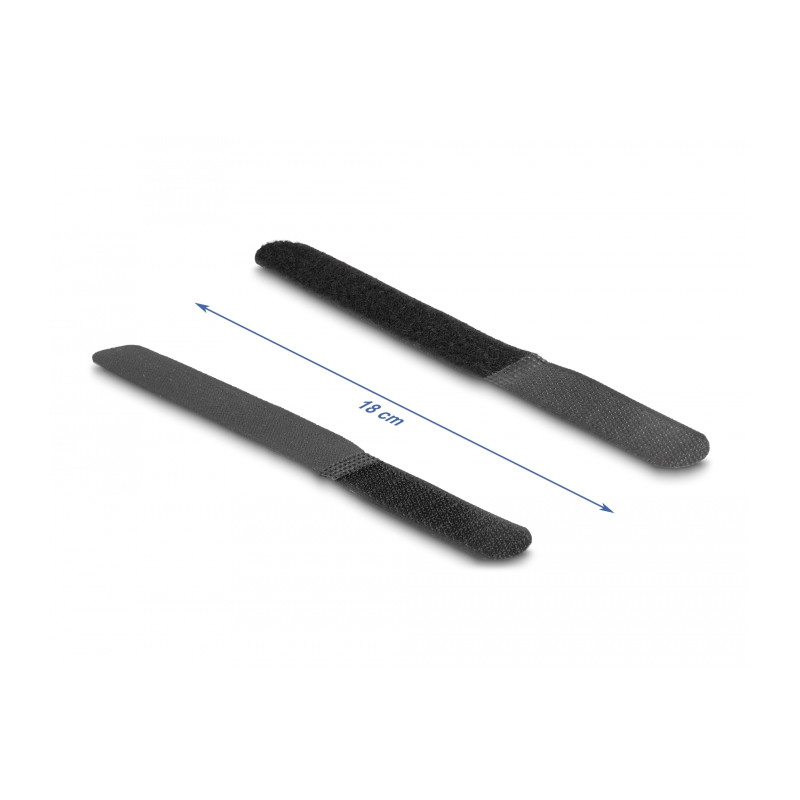 Delock Klettkabelbinder L 180 x B 20 mm schwarz 10 Stück