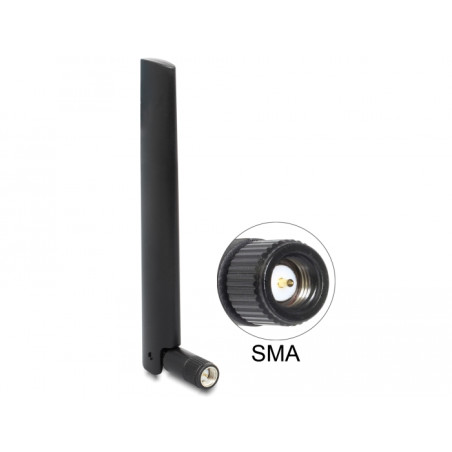 Delock NB-IoT 900 MHz Antenne SMA Stecker 3 dBi omnidirektional mit Kippgelenk schwarz