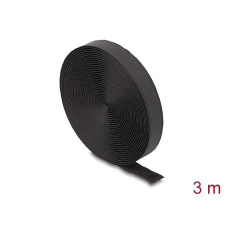 Delock Klettband auf Rolle mit Schlaufe L 3 m x B 20 mm schwarz