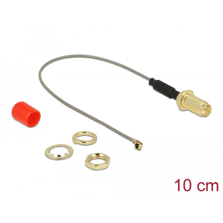 Delock Antennenkabel RP-SMA Buchse zum Einbau Ferritkern zu I-PEX Inc., MHF® I Stecker 1.13 10 cm Gewindelänge 10 mm