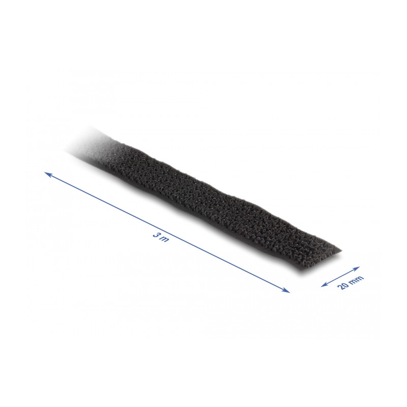 Delock Klettband auf Rolle mit Schlaufe L 3 m x B 20 mm schwarz