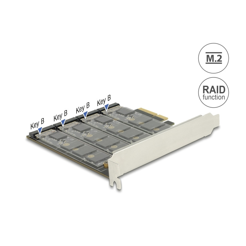 Delock PCI Express x4 Karte - 4 x intern M.2 Key B mit RAID