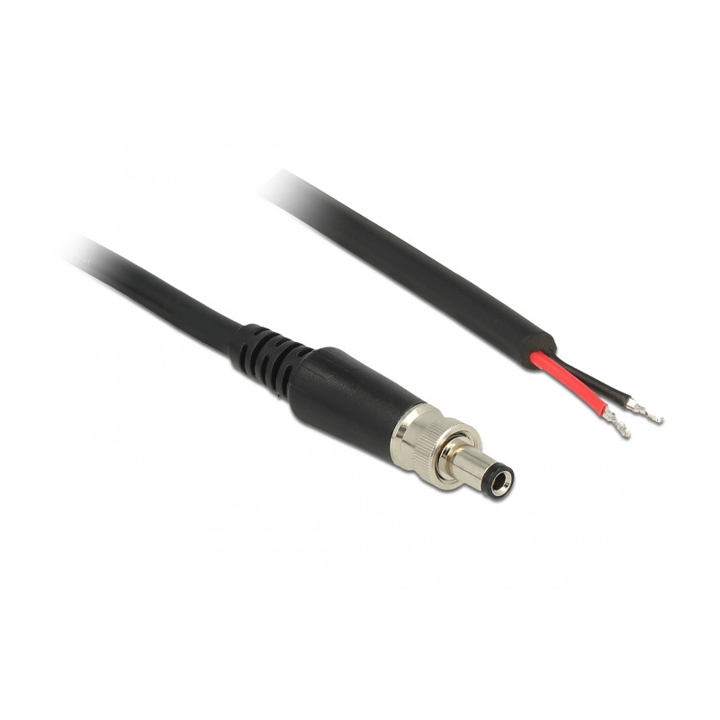 Delock Stromversorgungskabel DC 5,5 x 2,5 x 9,5 mm verschraubbar zu offenen Kabelenden 95 cm