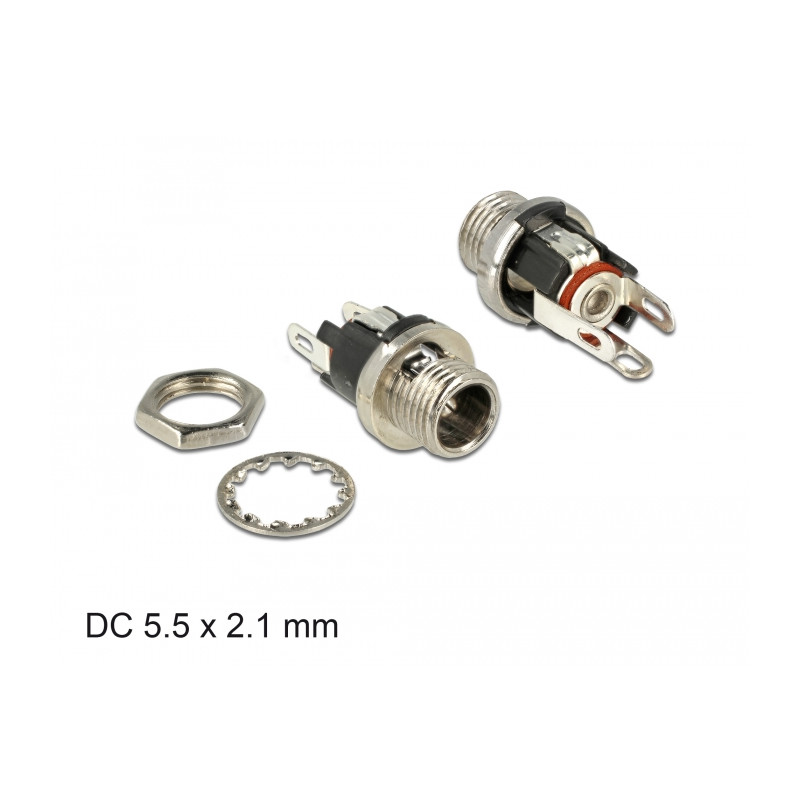 Delock Steckverbinder DC 5,5 x 2,1 x 9,5 mm Buchse zum Einbau Lötversion