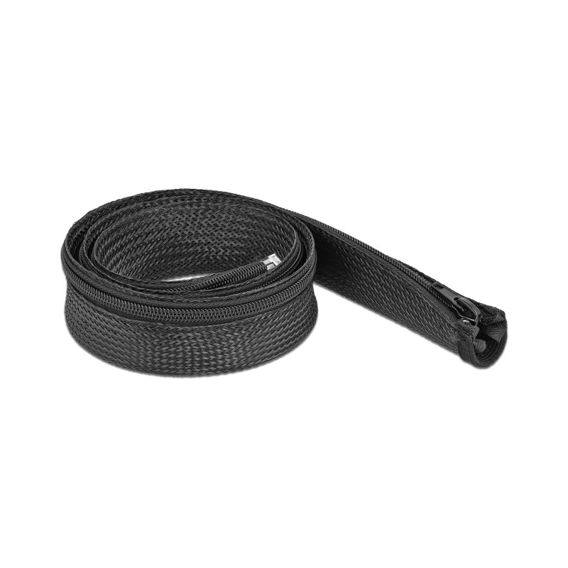 Delock Geflechtschlauch mit Reißverschluss hitzebeständig 1 m x 30 mm schwarz