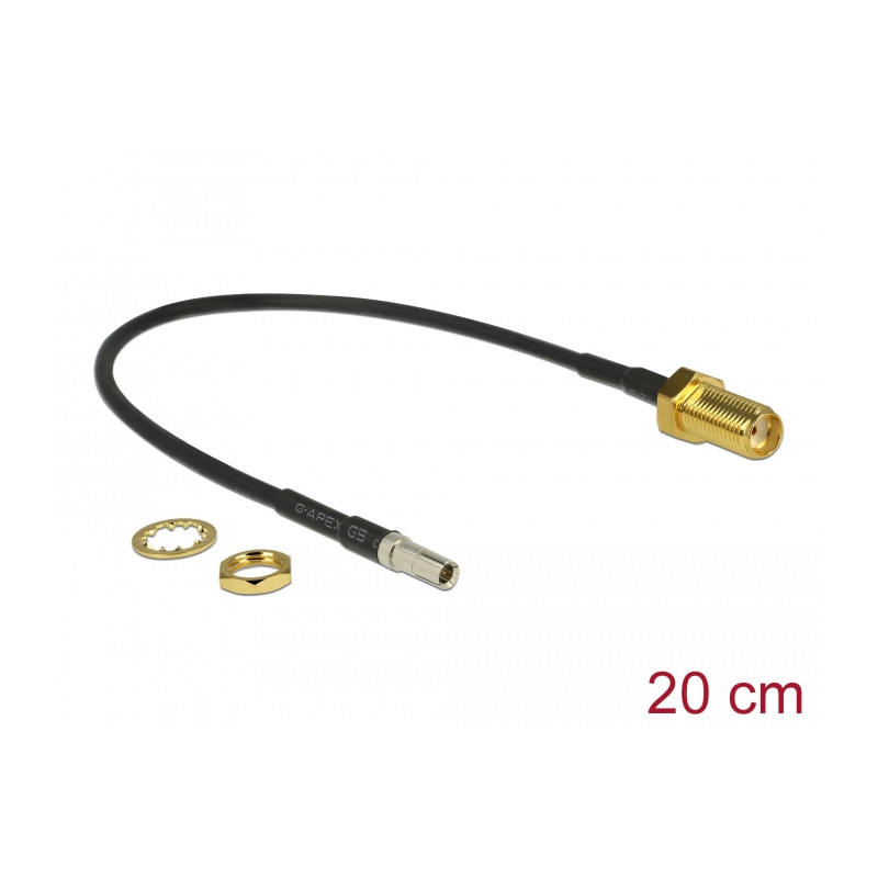 Delock Antennenkabel SMA Buchse zum Einbau - TS-9 Stecker RG-174 20 cm schwarz