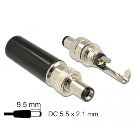 Delock Steckverbinder DC 5,5 x 2,1 mm mit Länge 9,5 mm Hohlstecker Lötversion