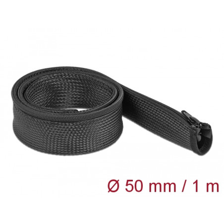 Delock Geflechtschlauch mit Reißverschluss hitzebeständig 1 m x 50 mm schwarz