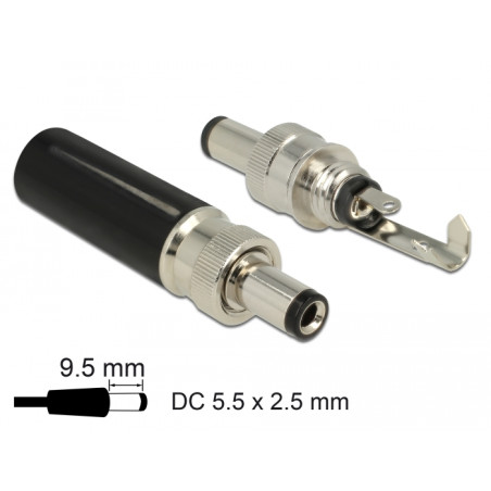 Delock Steckverbinder DC 5,5 x 2,5 mm mit Länge 9,5 mm Hohlstecker Lötversion