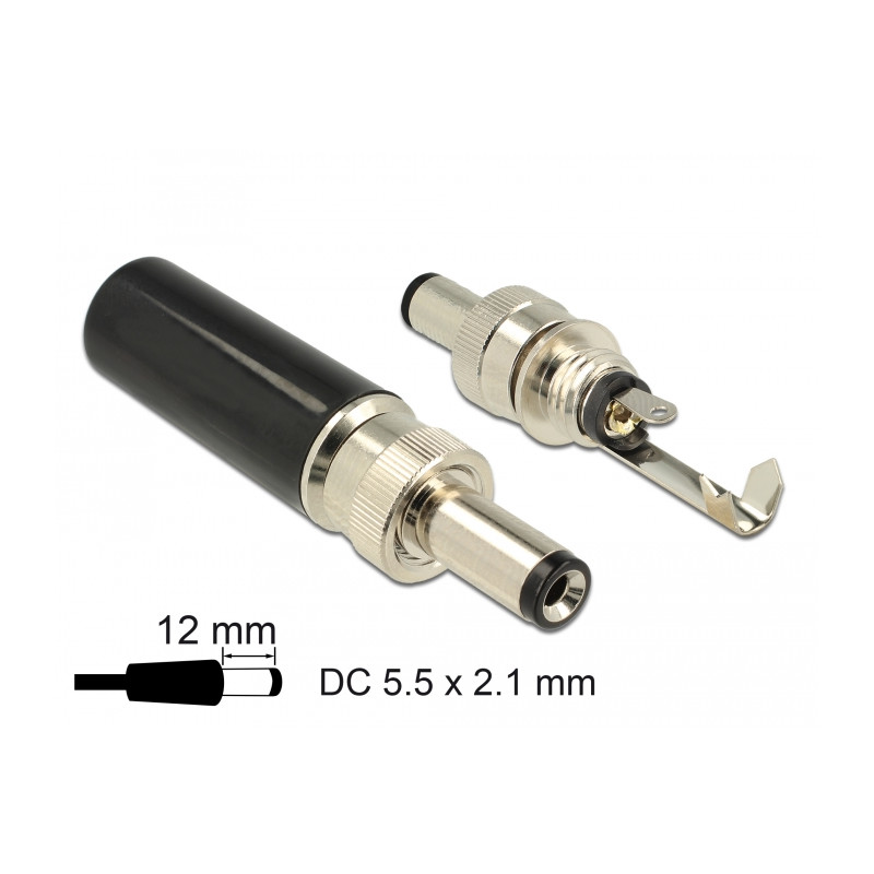 Delock Steckverbinder DC 5,5 x 2,1 mm mit Länge 12,0 mm Hohlstecker Lötversion