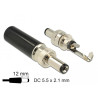 Delock Steckverbinder DC 5,5 x 2,1 mm mit Länge 12,0 mm Hohlstecker Lötversion