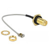 Delock Antennenkabel RP-SMA Buchse zum Einbau zu I-PEX Inc., MHF® I LK Stecker 1.13 10 cm Gewindelänge 10 mm spritzwassergeschüt