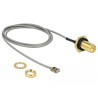 Delock Antennenkabel RP-SMA Buchse zum Einbau zu I-PEX Inc., MHF® I LK Stecker 1.13 50 cm Gewindelänge 10 mm spritzwassergeschüt