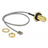 Delock Antennenkabel RP-SMA Buchse zum Einbau zu I-PEX Inc., MHF® I LK Stecker 1.13 20 cm Gewindelänge 10 mm spritzwassergeschüt