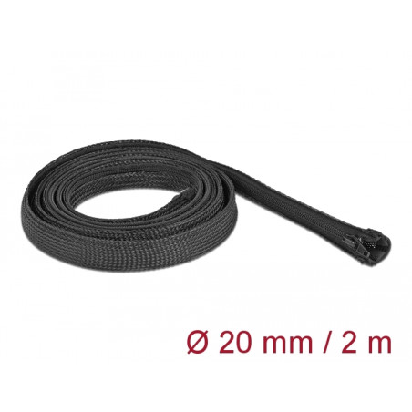 Delock Geflechtschlauch mit Reißverschluss hitzebeständig 2 m x 20 mm schwarz